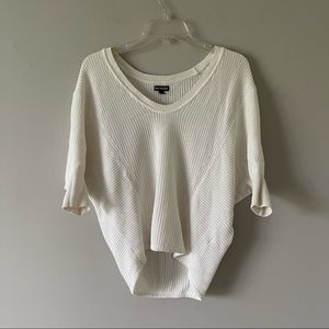 Express doorman white knit half sleeve top